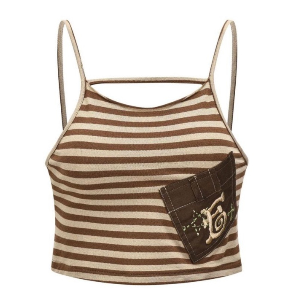 eyelike patch detail strap top